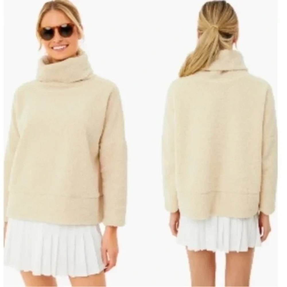 Tuckernuck Rollins Sherpa Pullover Tan Cowl Neck Cozy Luxe Chic M - Picture 4 of 8